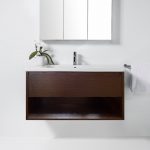 Wall-hung Plywood Vanity + Ceramic Basin 1200S-Dark Walnut-GHLYG