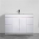 1200 Glossy White Floor Standing Single Basin